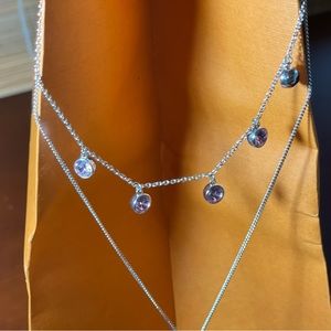 Touchstone Double necklace lilac purple Swarovski crystal 13 inch drop
